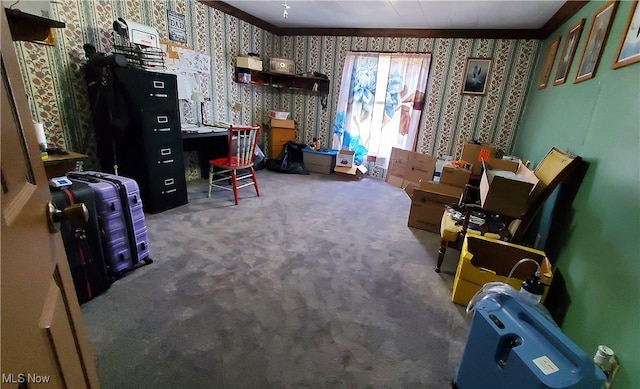59011 Cherry Hill Rd, Byesville, OH 43723 - carpeted office featuring wallpapered walls