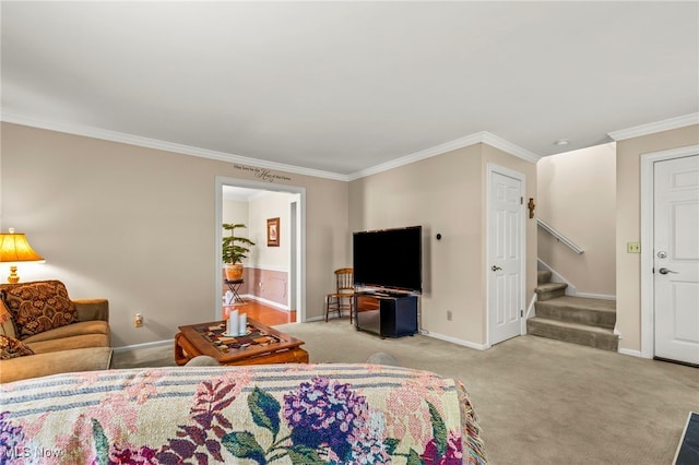1332 Springbrook Dr, Mansfield, OH 44906 - bedroom with baseboards, crown molding, light colored carpet, and ensuite bathroom