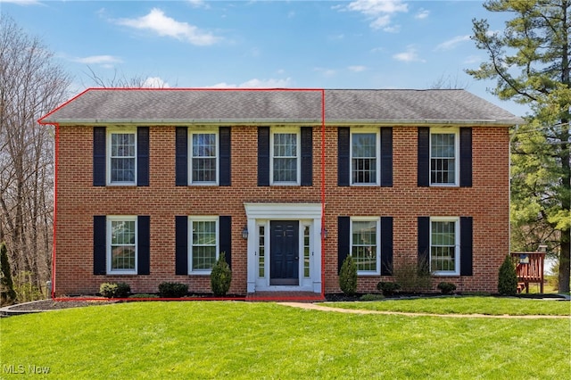1332 Springbrook Dr, Mansfield, OH 44906 - colonial home with brick siding, a shingled roof, and a front yard