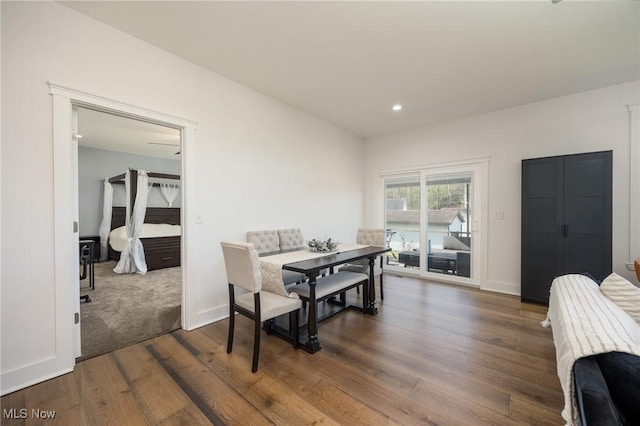 1804 28th St, Vienna, WV 26105 - dining space featuring baseboards, recessed lighting, and dark wood-type flooring