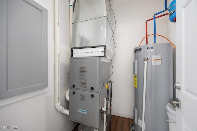 1804 28th St, Vienna, WV 26105 - utility room with heating unit and electric water heater
