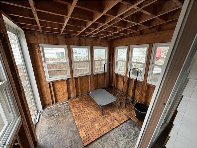 view of unfurnished sunroom