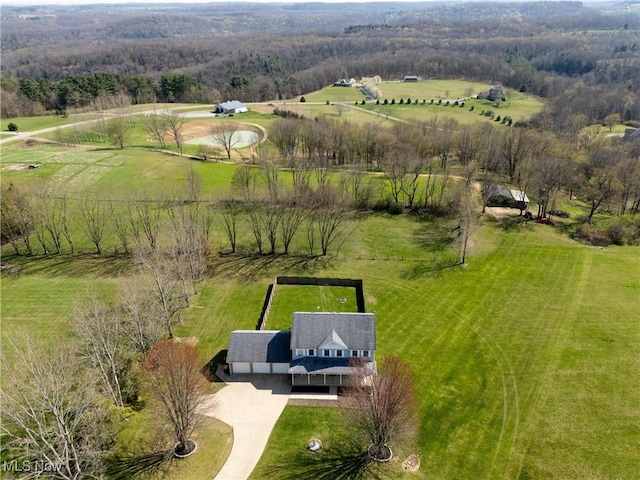 bird's eye view with a rural view