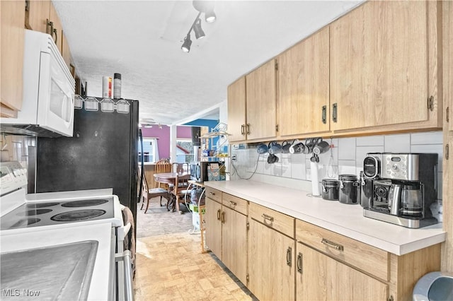 1611 Township Road 1610, Ashland, OH 44805 - kitchen featuring light countertops, light brown cabinetry, and white appliances