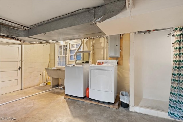 14221 S Woodland Rd, Shaker Heights, OH 44120 - unfinished basement with a sink, washing machine and dryer, and electric panel