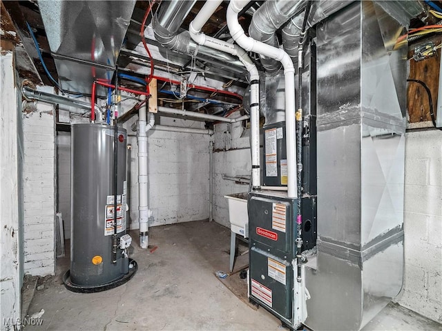 utilities featuring water heater and heating unit