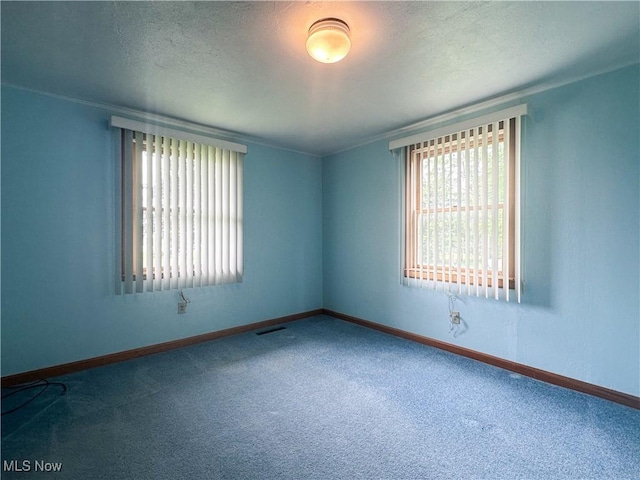 3799 Larchmont Ave NE, Bazetta, OH 44483 - empty room with healthy amount of natural light, carpet floors, baseboards, and a textured ceiling
