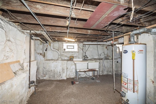 basement with gas water heater