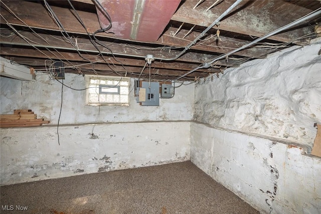 below grade area with electric panel