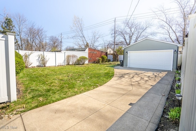 3867 E 177th St, Cleveland, OH 44128 - view of yard with fence, an outdoor structure, and a garage