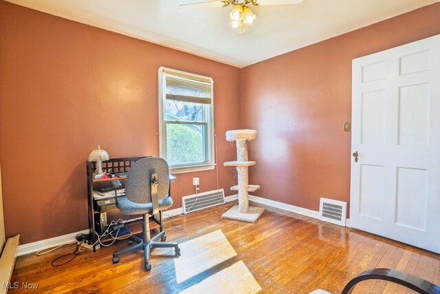 3867 E 177th St, Cleveland, OH 44128 - office area with baseboards, visible vents, and wood-type flooring