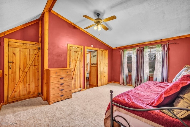 24455 Tryon Rd, Bedford, OH 44146 - bedroom with carpet, vaulted ceiling, and ceiling fan