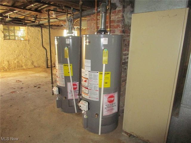 utility room with gas water heater