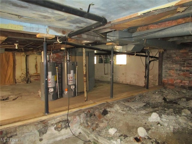 below grade area with water heater