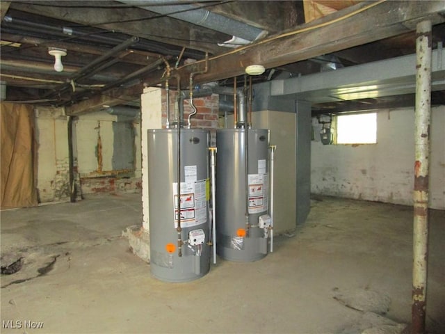 below grade area with gas water heater