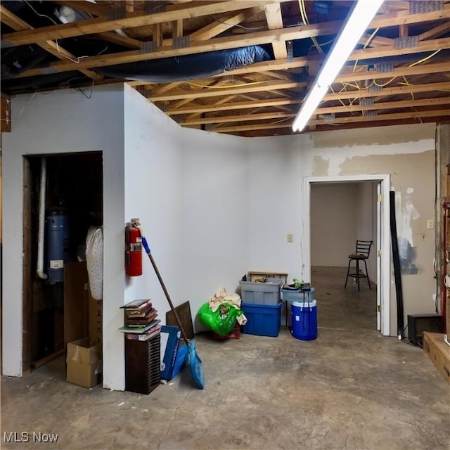 view of unfinished basement