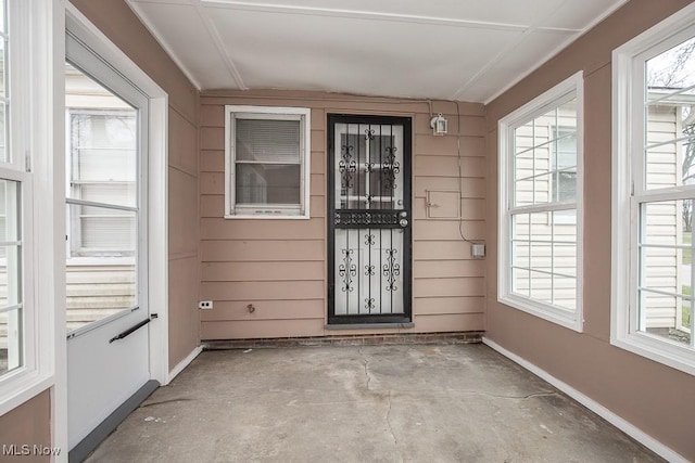 view of unfurnished sunroom