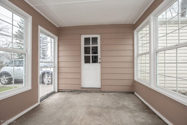view of unfurnished sunroom