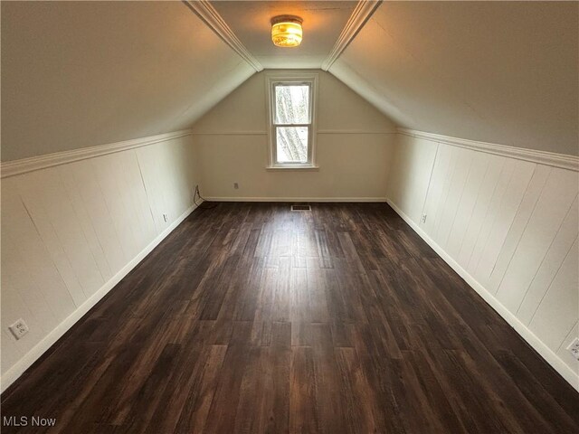 101 Sunset Ln, Follansbee, WV 26037 - bonus room featuring lofted ceiling, dark wood-style floors, and baseboards