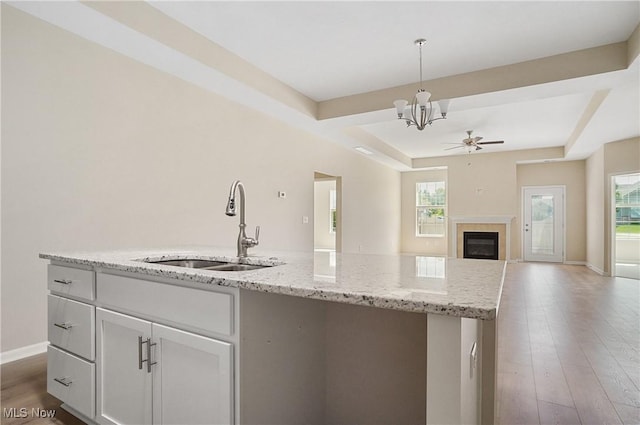 9264 Sharrott Rd Unit 1002, Poland, OH 44514 - kitchen with a chandelier, open floor plan, healthy amount of natural light, and a tray ceiling