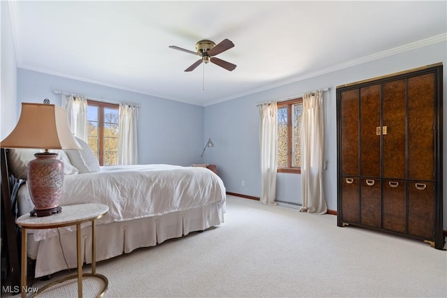 2622 Glenmont Rd NW, Canton, OH 44708 - bedroom featuring light colored carpet, baseboards, crown molding, and multiple windows