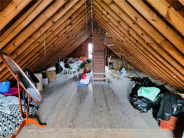 view of unfinished attic