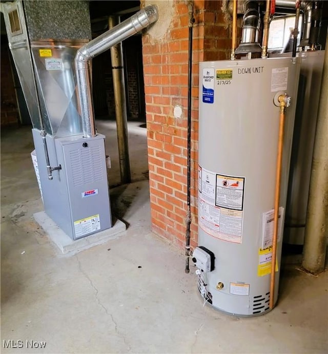 utilities featuring gas water heater and heating unit