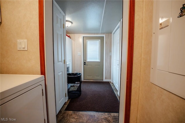 hallway featuring washer / clothes dryer