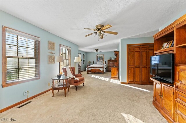 148 N Kimberly Ave N, Youngstown, OH 44515 - carpeted bedroom with a textured ceiling and ceiling fan