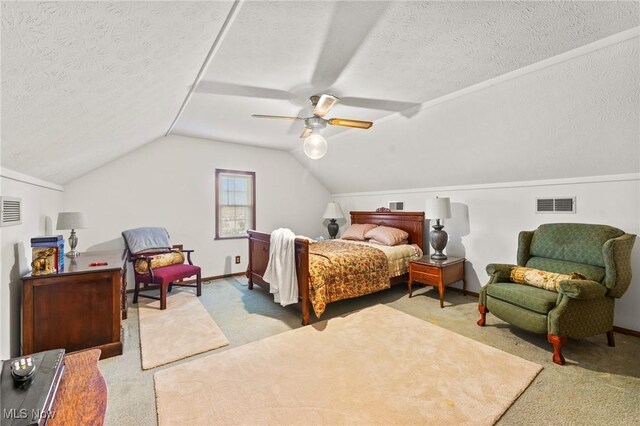 148 N Kimberly Ave N, Youngstown, OH 44515 - bedroom with carpet, a ceiling fan, lofted ceiling, and a textured ceiling