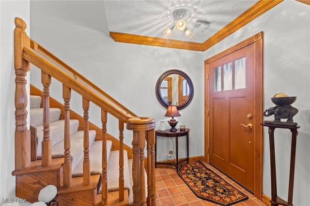 148 N Kimberly Ave N, Youngstown, OH 44515 - foyer featuring crown molding and stairway