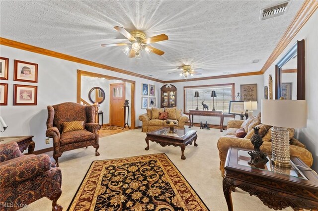148 N Kimberly Ave N, Youngstown, OH 44515 - living area featuring carpet floors, a ceiling fan, and a textured ceiling