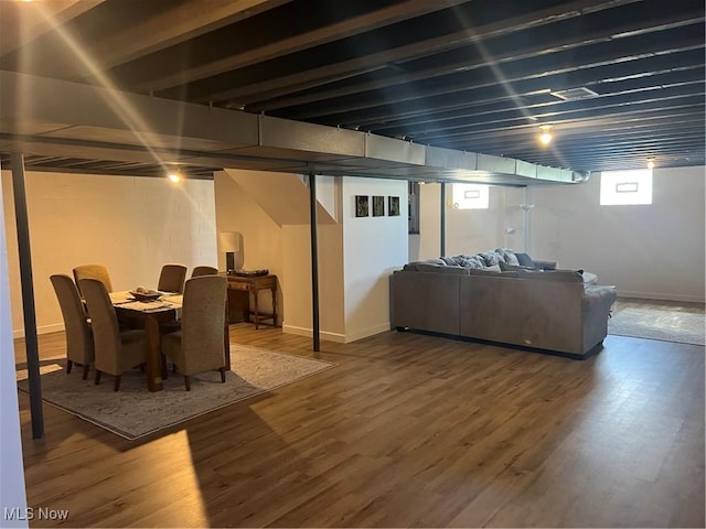 below grade area with wood finished floors