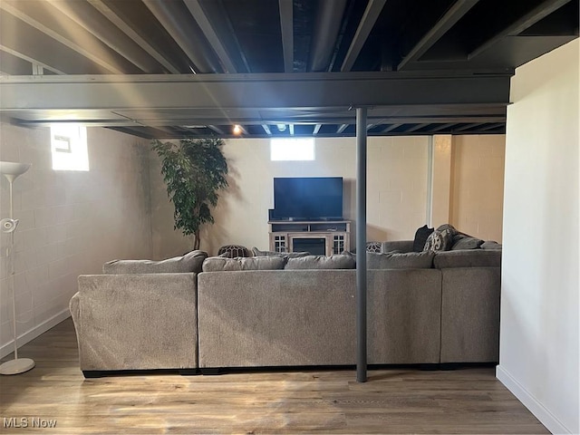 living area with wood finished floors