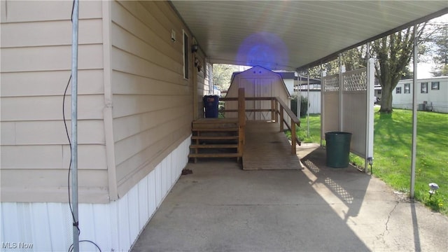 46 Navajo, Creston, OH 44217 - view of patio featuring an outdoor structure and a shed