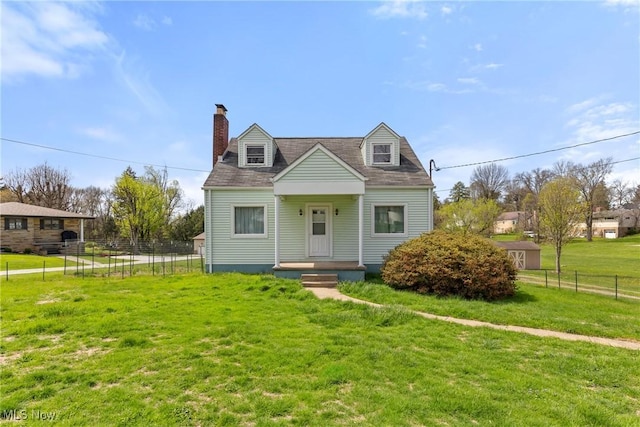 120 Hillcrest Dr, Wellsburg, WV 26070 - cape cod house with a chimney, a front lawn, and fence