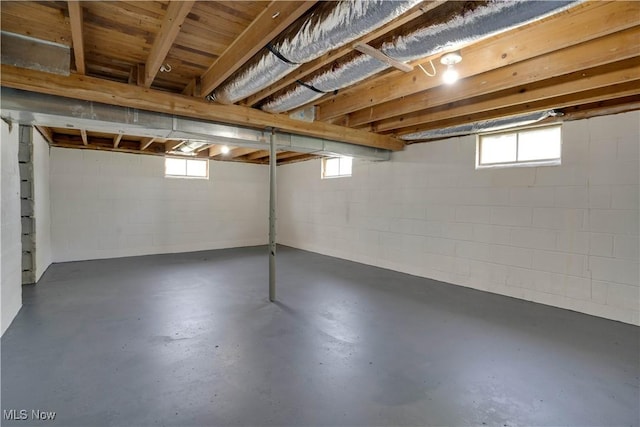 basement featuring plenty of natural light