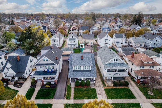 drone / aerial view with a residential view