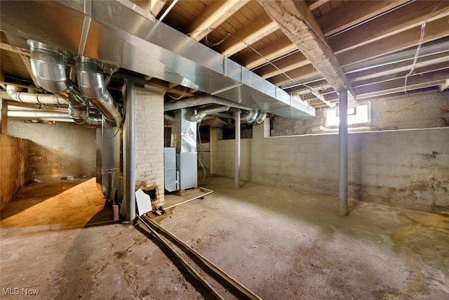 basement with heating unit