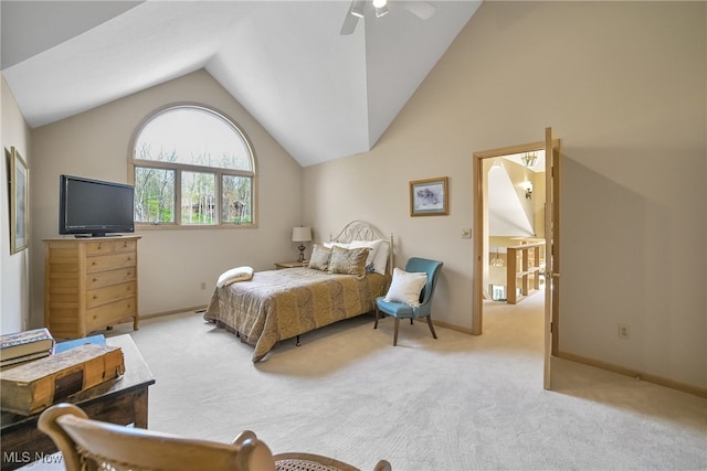 4845 Timber Creek Dr, Medina, OH 44256 - carpeted bedroom with lofted ceiling, ceiling fan, and baseboards