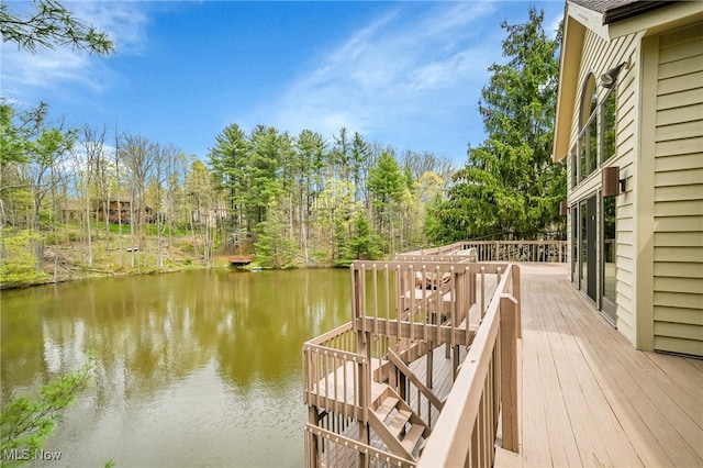 dock area with a water view