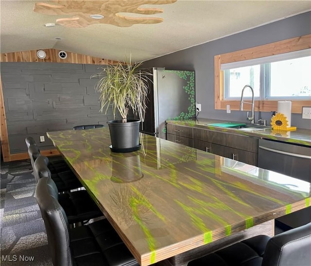 1376 Fairview Ave, Atwater, OH 44201 - dining room with a textured ceiling and vaulted ceiling