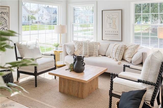 living room with plenty of natural light