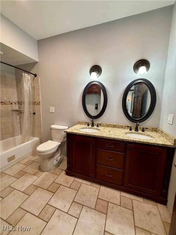 609 Main St, Toronto, OH 43964 - full bath featuring toilet, shower / tub combo, and double vanity