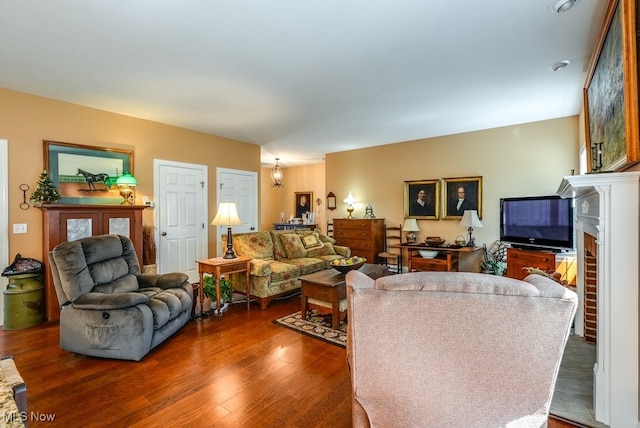 living room featuring dark wood finished floors