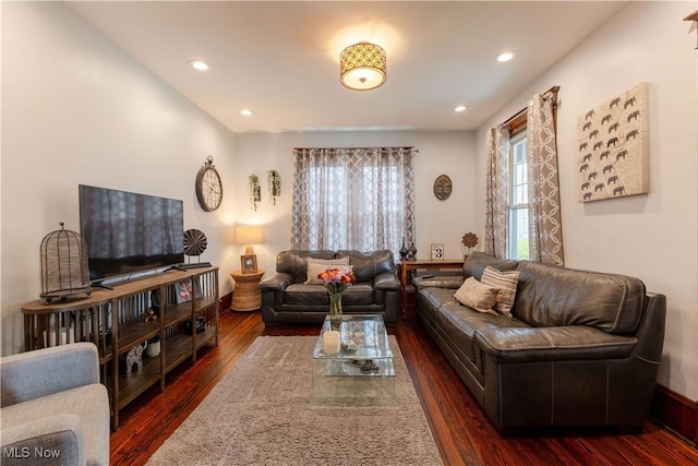 353 W N Ave, East Palestine, OH 44413 - living room featuring dark wood-style floors, plenty of natural light, baseboards, and recessed lighting