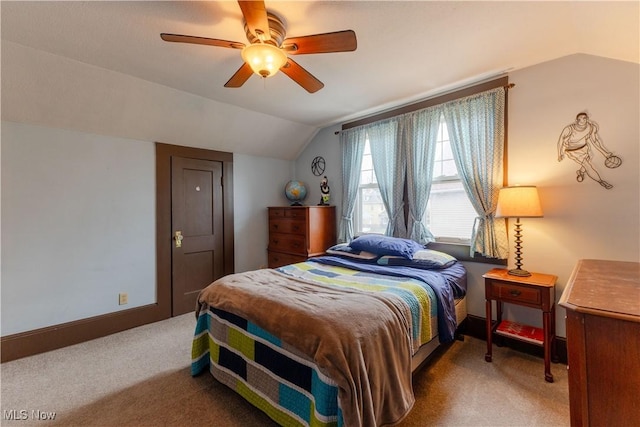 353 W N Ave, East Palestine, OH 44413 - carpeted bedroom featuring lofted ceiling, baseboards, and a ceiling fan