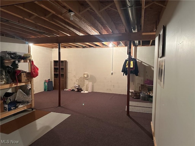 view of unfinished basement