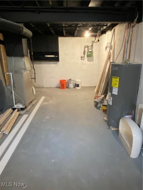 unfinished basement with heating unit