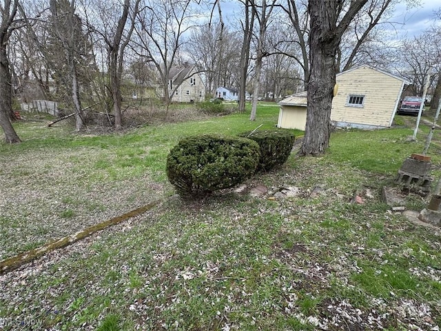 view of yard featuring an outbuilding